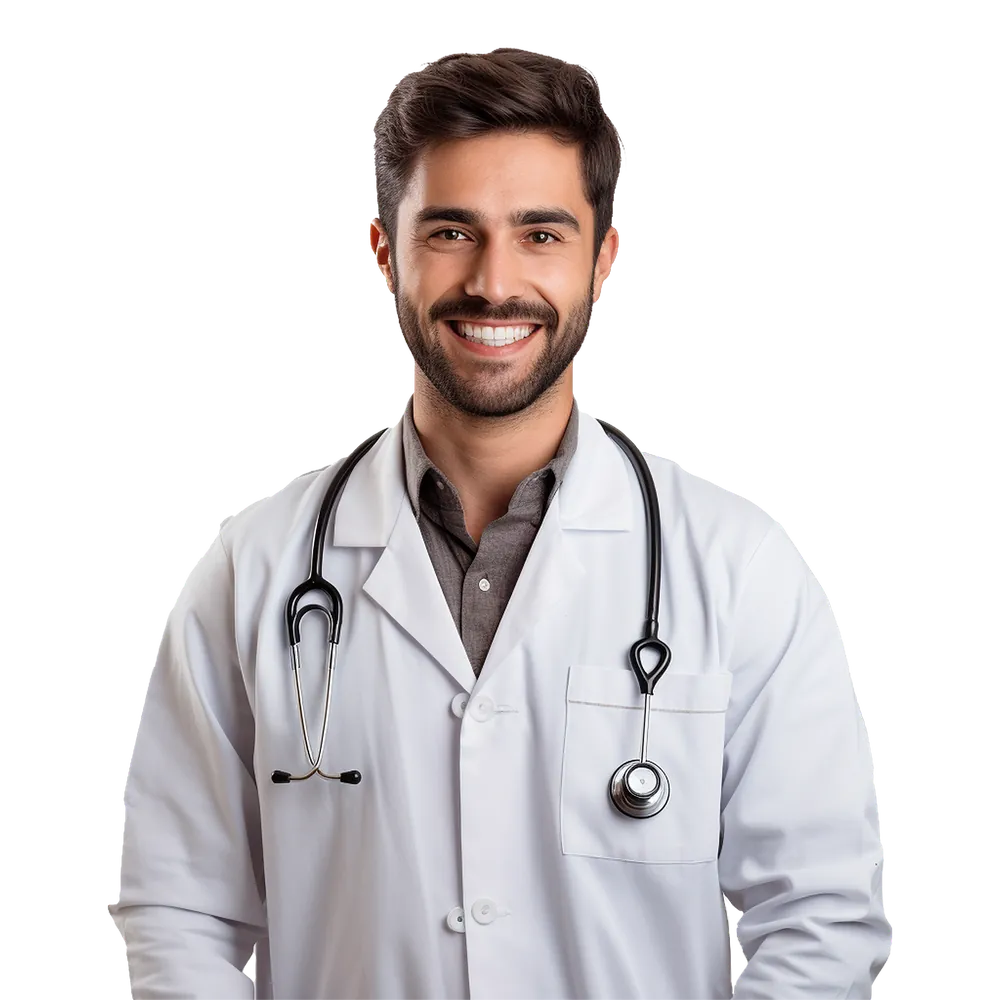 Doctor using medical equipment